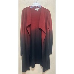 Adam Levine Womens‎ Cardigan Ombre Red to Black Open Front Knit Sweater Small